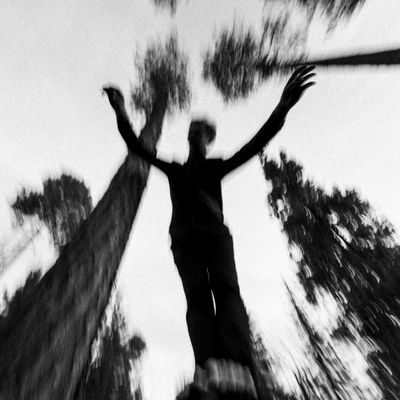 Abstract motion blur of a person jumping